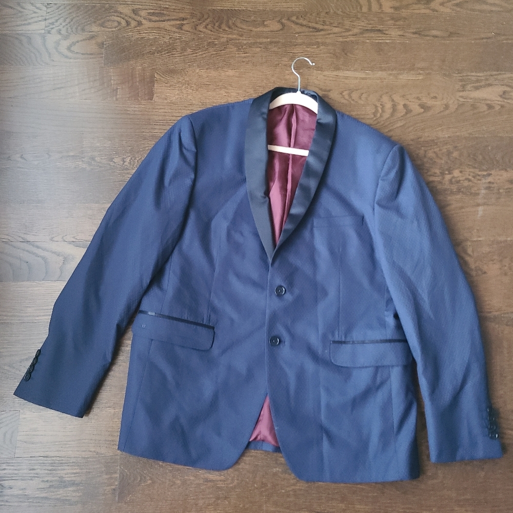 Men's Navy Blazer with Black Lapel